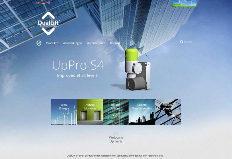 Screenshot der Website https://dual-lift.de